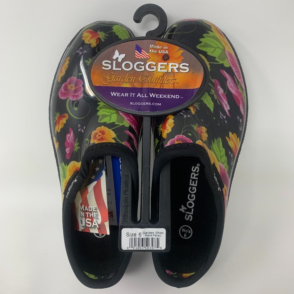 Brand New With Tags Sloggers Waterproof Rain Shoes Black Pansy